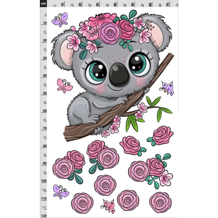 koala s kvítky a motýly