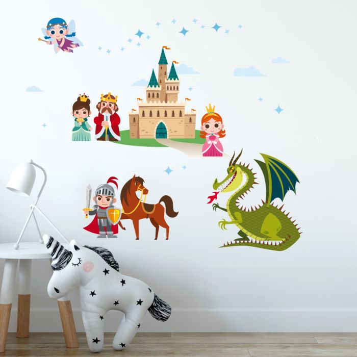 Nálepky na zeď rytíř a princezna
