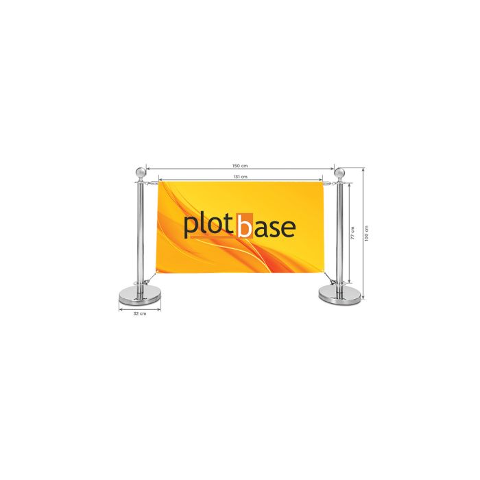 Banner Plotbase na mobilní bariéře s rozměry