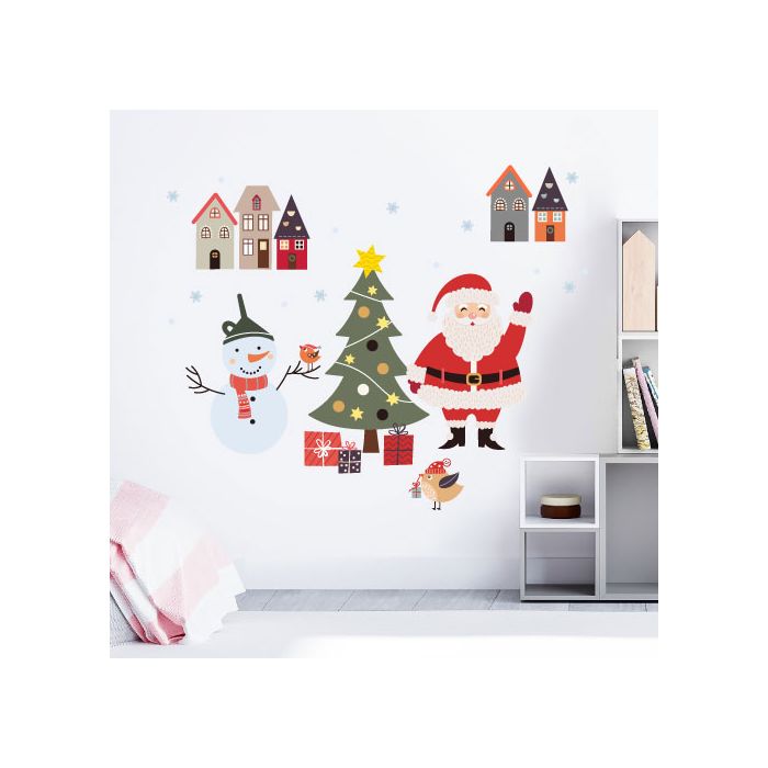 Nálepky na zeď Santa se sněhulákem