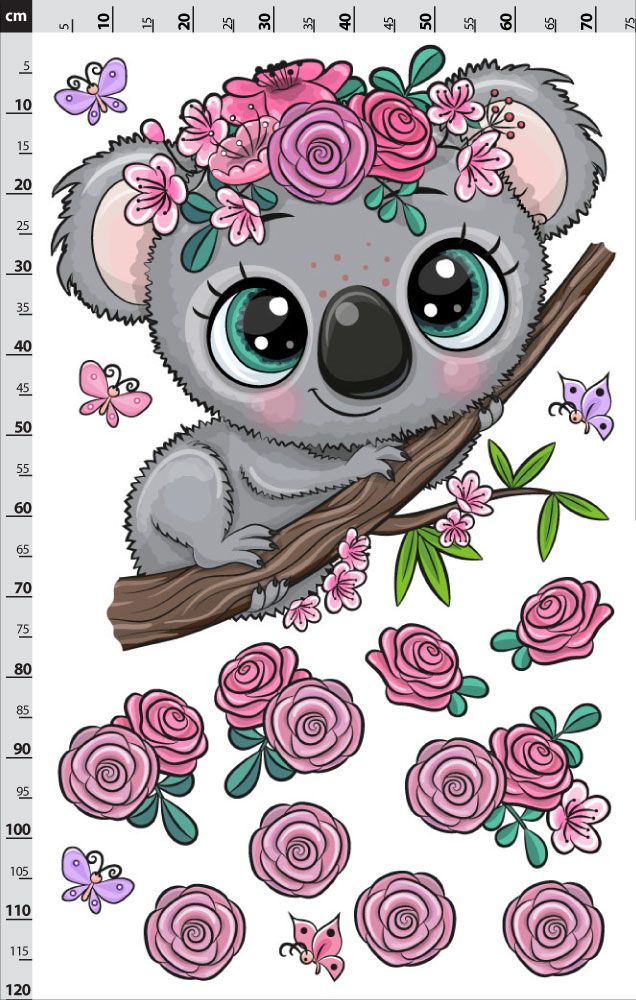 koala s kvítky a motýly
