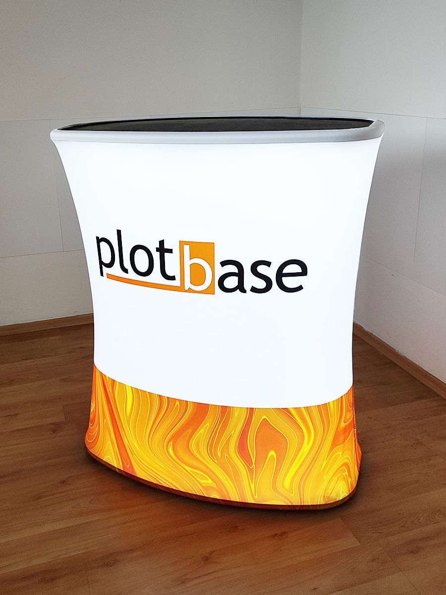 LED stolek s logem Plotbase