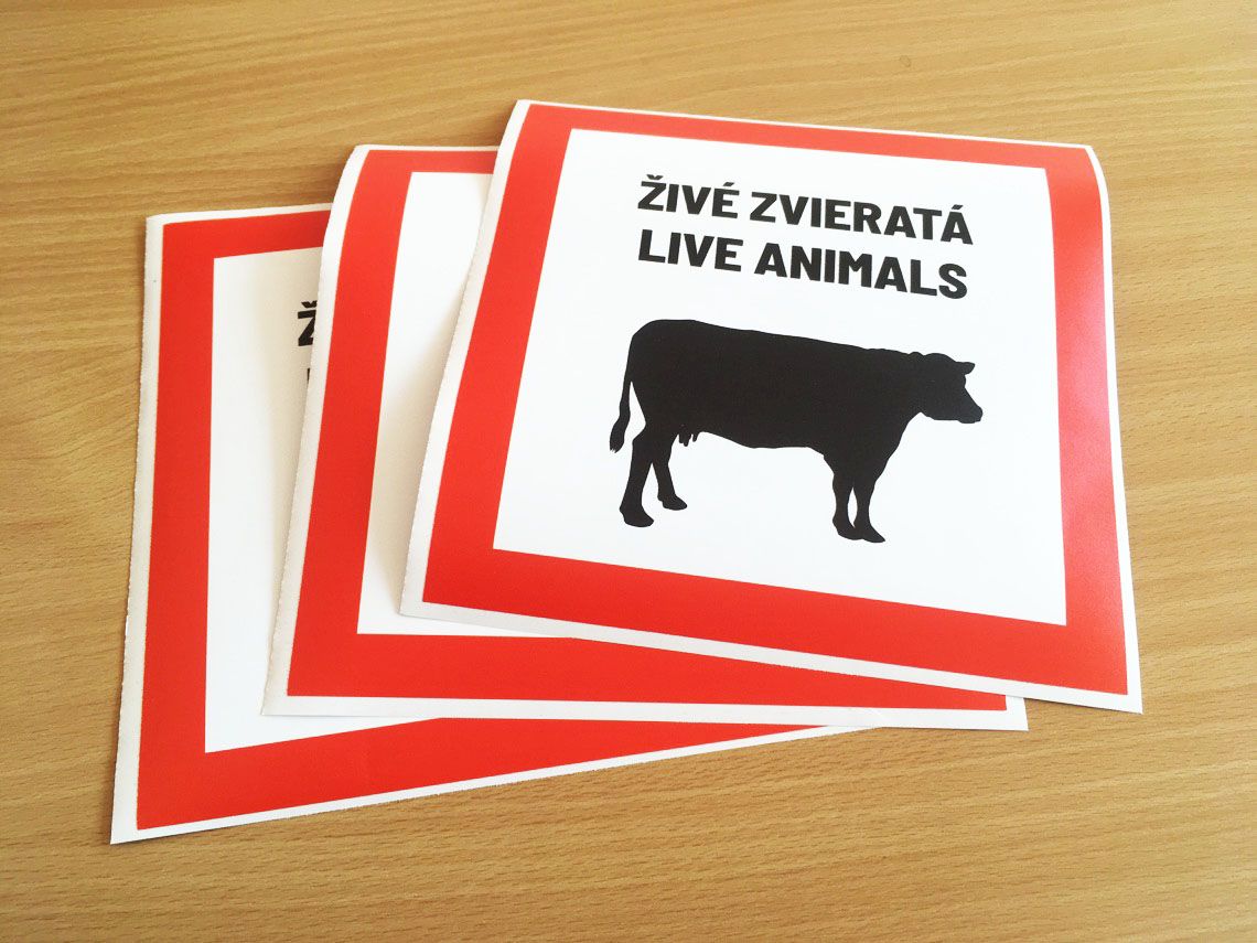 nálepka přeprava živých zvířat