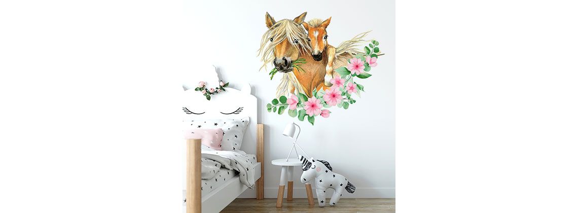 Nálepky na zeď kobyla s hříbětem