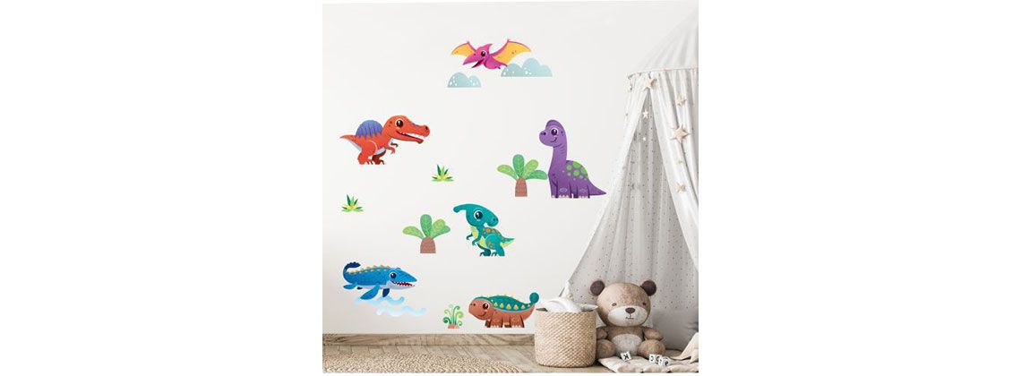 Nálepky na zeď barevní dinosauři