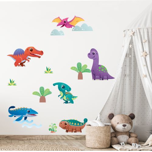 Nálepky na zeď barevní dinosauři