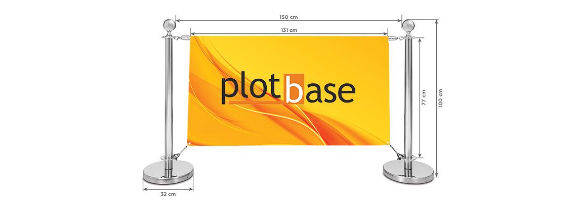 Banner Plotbase na mobilní bariéře s rozměry