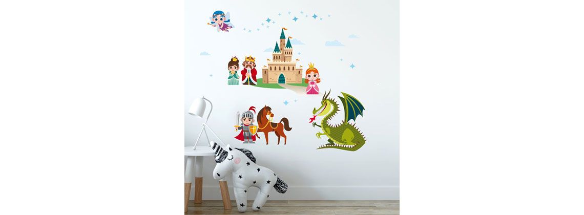 Nálepky na zeď rytíř a princezna