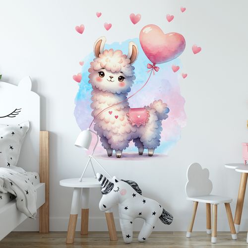 Nálepky na zeď lama s balónkem