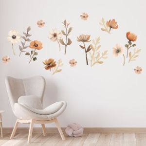 Květy v boho stylu - nálepky na zeď