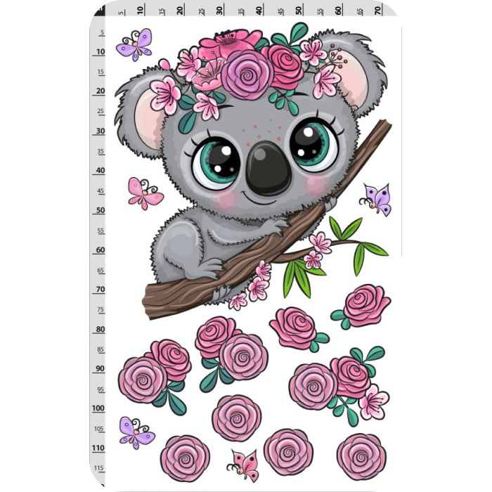 koala s kvítky a motýly