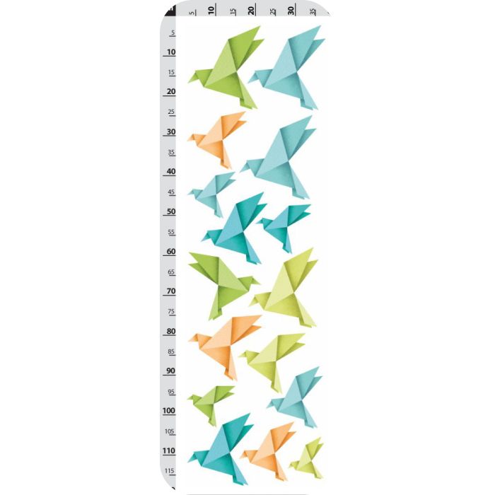 Origami ptáčci - oranžové, zelené a modré - nálepky na zeď