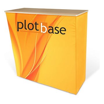 Prezentační pult s textilním potiskem na produktové liště