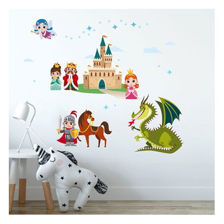 Nálepky na zeď rytíř a princezna
