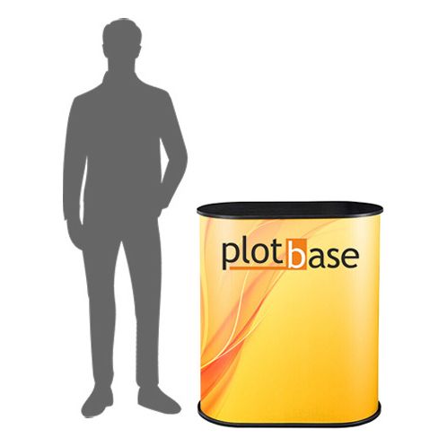 Oválný prezentační stůl s potiskem Plotbase
