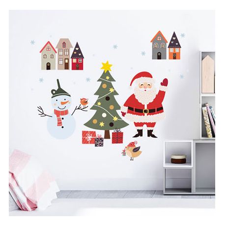 Nálepky na zeď Santa se sněhulákem