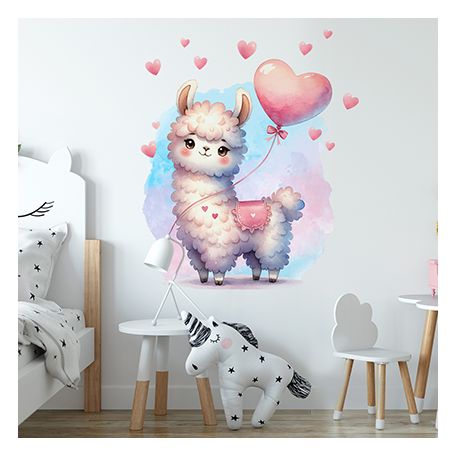 Nálepky na zeď lama s balónkem