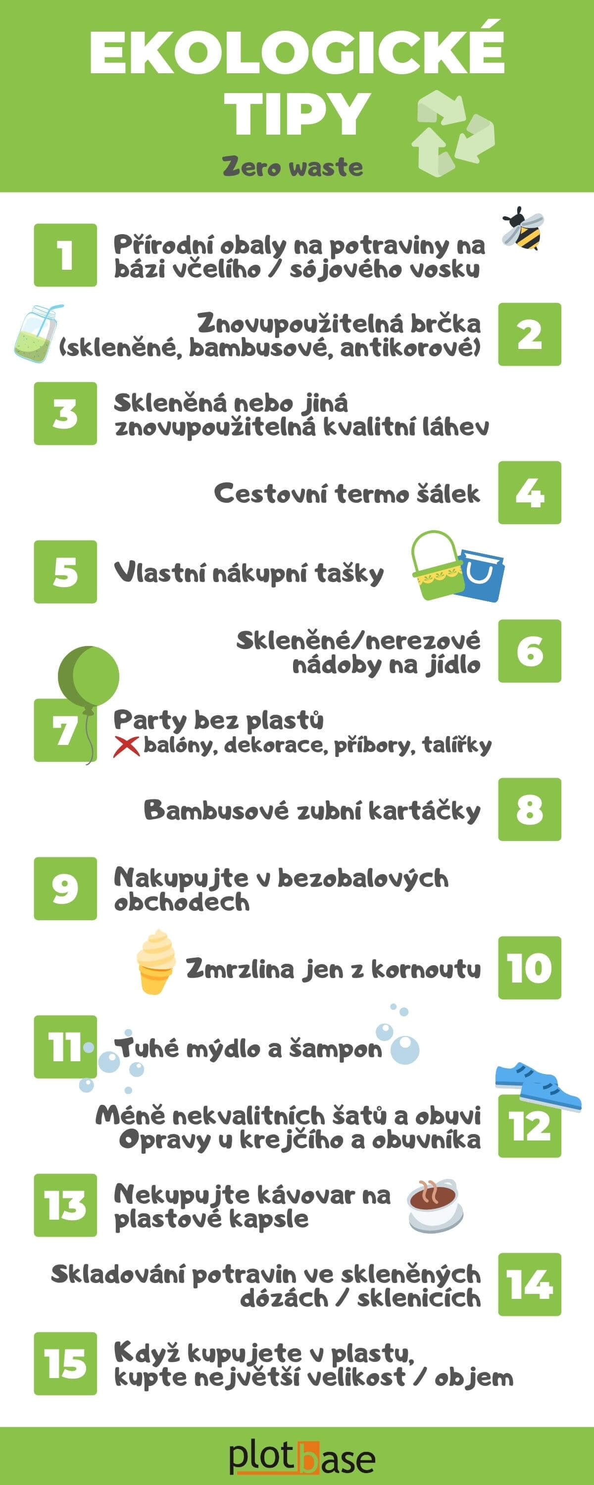 Infografika o ekologických tipech do života.