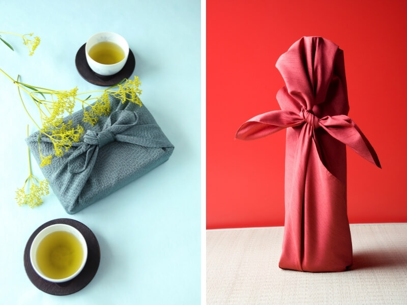 Balení dárků do textilií japonským stylem furoshiki.