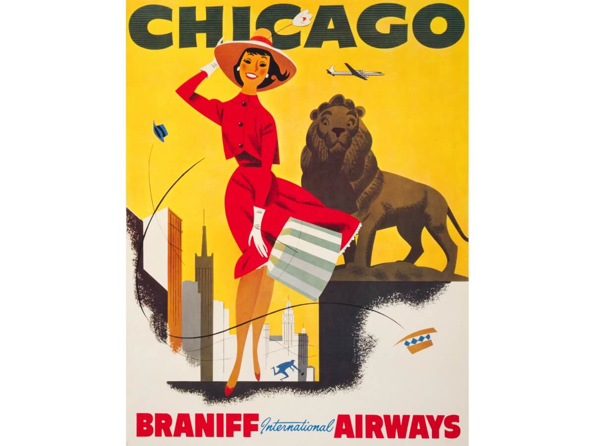 Plakát aerolinky Braniff International Airways z roku 1950.