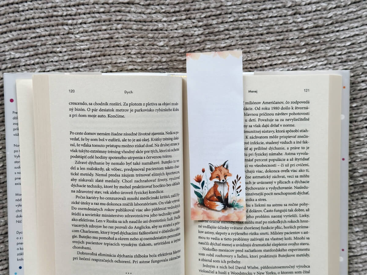 Záložka do knihy s namalovanou liškou.
