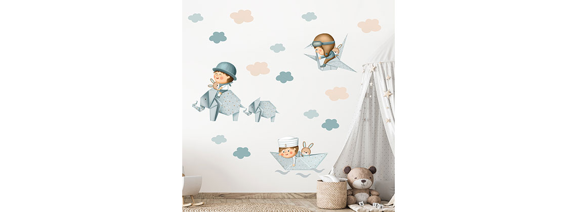 Nálepky na zeď papíroví sloni