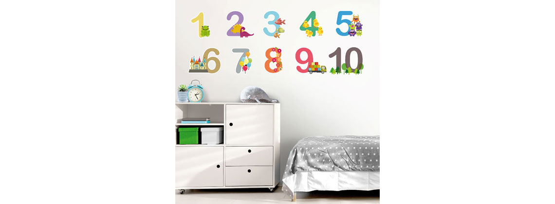 Nálepky na zeď čísla barevná 